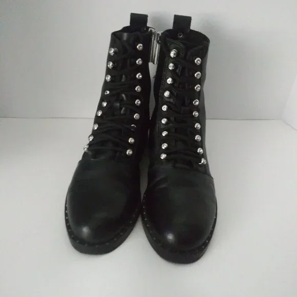 Zara | Shoes | Zara Black Leather Combat Moto Boots